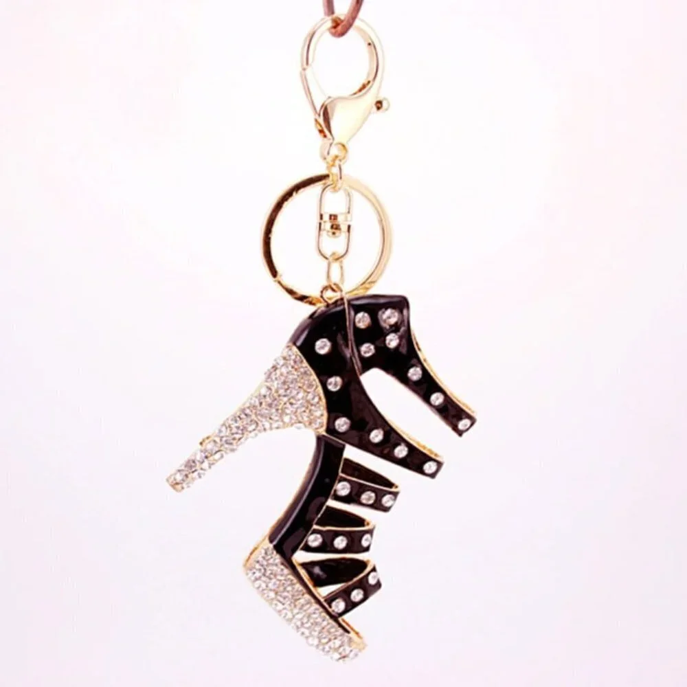 High Heel Shape Design Rhinestone Key Chain